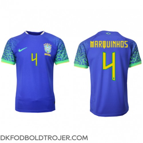 Billige Brasilien Marquinhos #4 Udebane Fodboldtrøjer VM 2022 Kortærmet